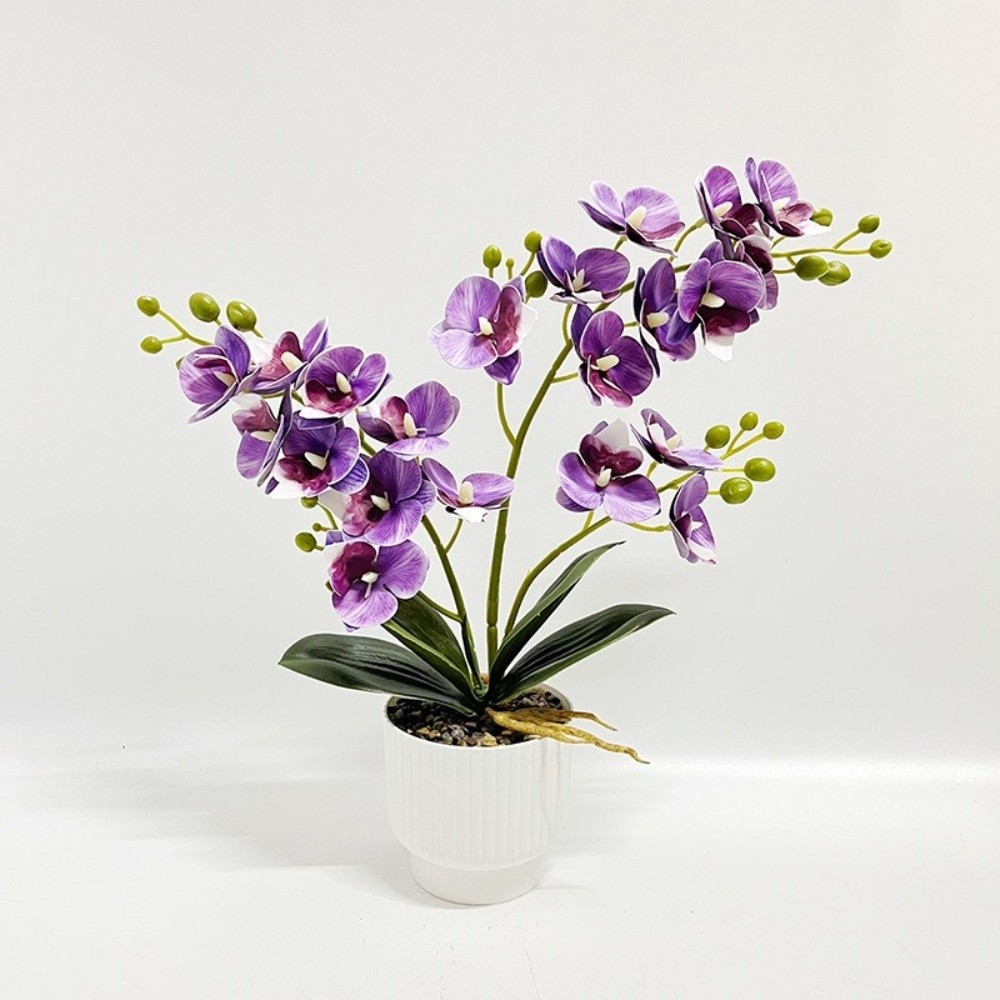 Orchid Potting Mix - Multi-Bloom Gesimuleerde Vlinderorchidee Witte Bloempot Kunstbloemen