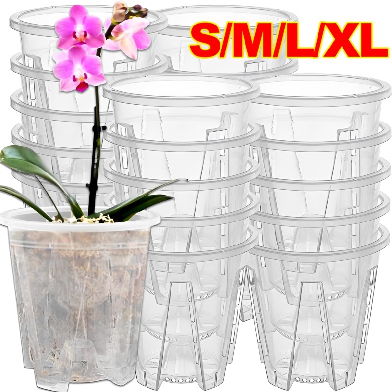 Orchid Potting Mix - S/M/L/XL Doorzichtige Wortelcontrole Bloempot Plastic Orchideeënpot