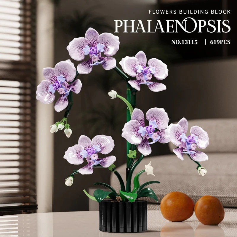 Orchid Potting Mix - 619PCS Phalaenopsis Bouwstenen Bloemen Orchidee Potplanten