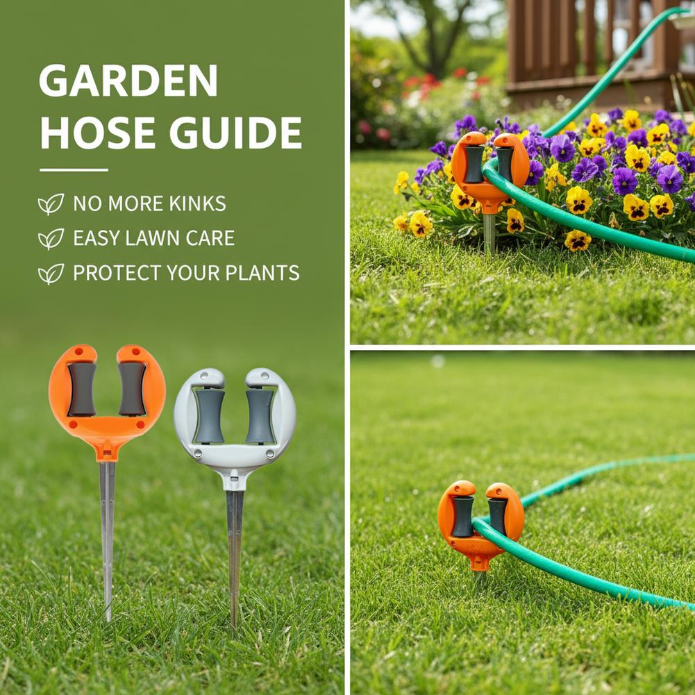 Gardening Tools Guide - Tuinslanghouder met draaibare katrol, metalen grondspies,